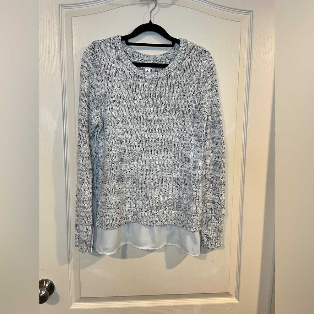 Croft & Barrow Gray Knit Sweater with Undershirt Detail
